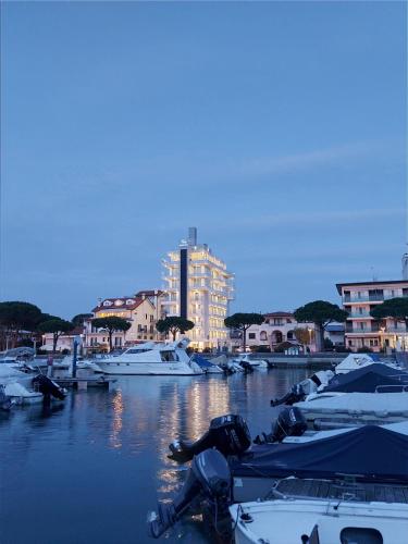 a bunch of boats are docked in a harbor at Hotel Mare in Lignano Sabbiadoro