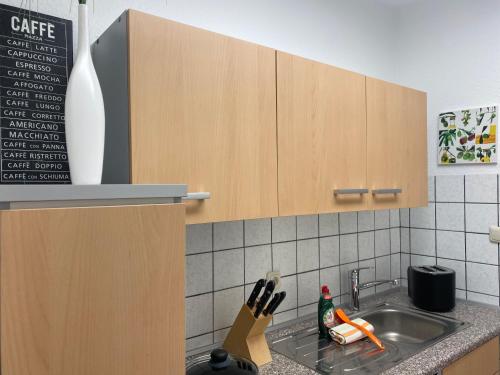 Kuchyň nebo kuchyňský kout v ubytování gemütliche Ferienwohnung am Ringpark