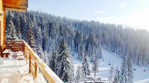 a view of a snow covered mountain with trees at Rtanj Kopaonik Eco Resort & Spa in Kopaonik