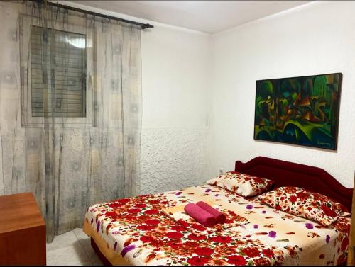 a bedroom with a bed and a painting on the wall at Apartmani Vila Marija in Budva