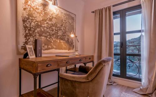 an office with a desk and a window at Villa Waterfront Dream A Stunning 4 Bedroom Villa Cinema Room Wine Cellar in Korčula