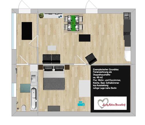 a floor plan of a room with a desk at Lovely Hohen Neuendorf in Hohen Neuendorf