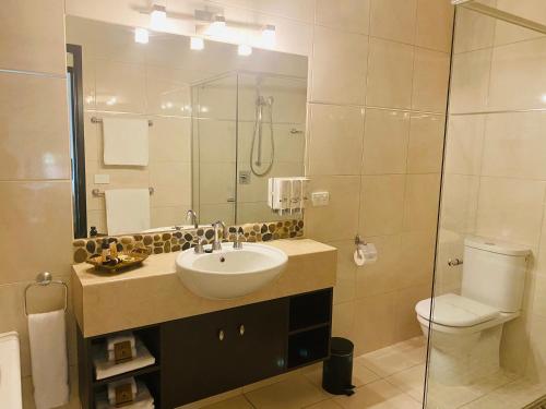 Adelphi#5 في إتشوكا: حمام مع حوض ومرحاض ودش