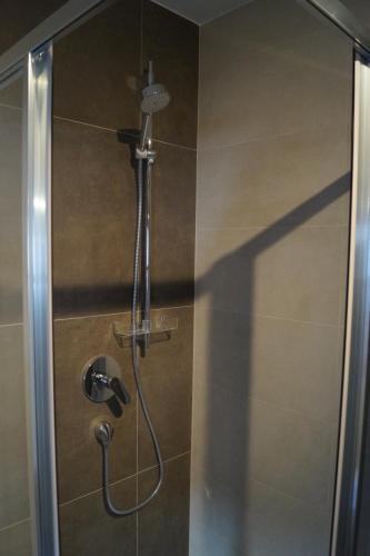 a shower with a shower head in a bathroom at FEWO Außerlechner in Innsbruck