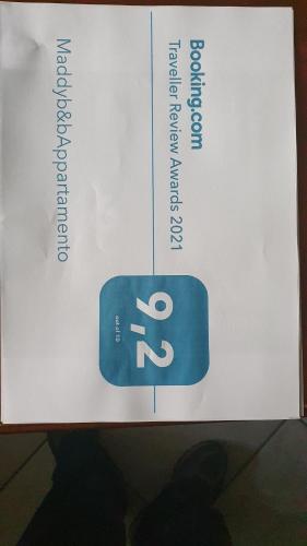 Certifikát, hodnocení, plakát nebo jiný dokument vystavený v ubytování Maddy Appartamento