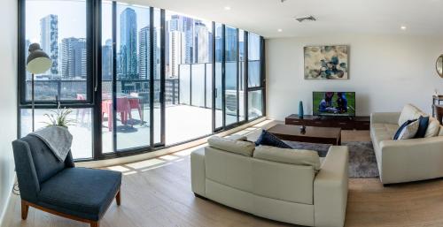 Melbourne City Apartments - Teri tesisinde bir oturma alanı