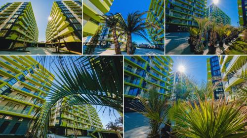 a collage of photos of a building at Sim Seaside C1 in Mamaia Nord