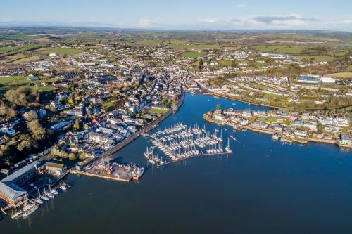 an aerial view of a harbor with boats in the water at Ocean View,Kinsale, Hosted by Exquisite holiday homes, sleeps 22 in Kinsale