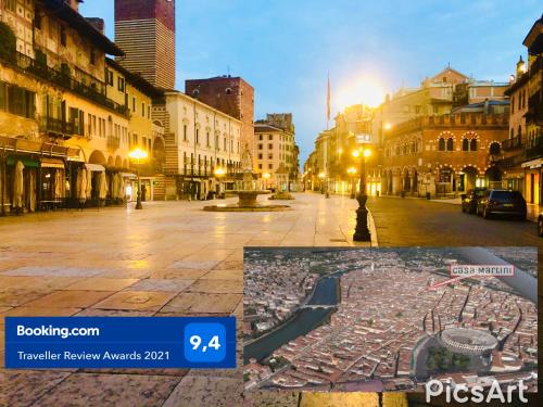 an empty city street with a picture of a skate park at Casa Martini Piazza Erbe in Verona