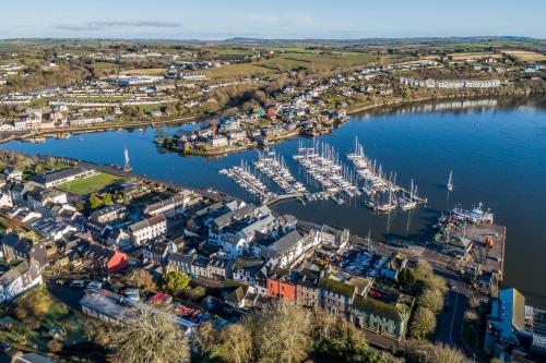 an aerial view of a harbor with boats in the water at Marina views, Kinsale, Hosted by Exquisite holiday homes, sleeps 20 in Kinsale