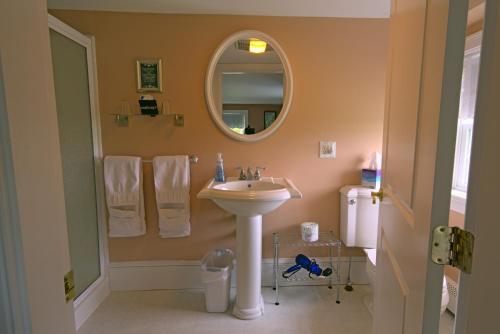 La salle de bains est pourvue d'un lavabo et d'un miroir. dans l'établissement Ballard House Inn, à Meredith