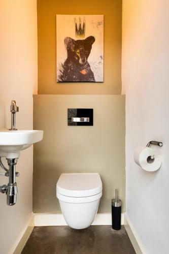 a bathroom with a toilet and a sink at Landgoed Kasteel de Hoogenweerth in Maastricht