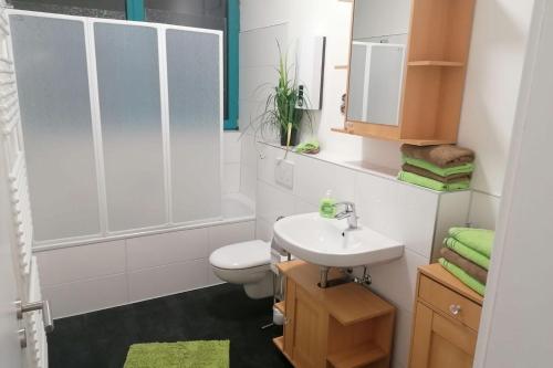 Ένα μπάνιο στο Gemütliche Apartments in Niederdorfelden