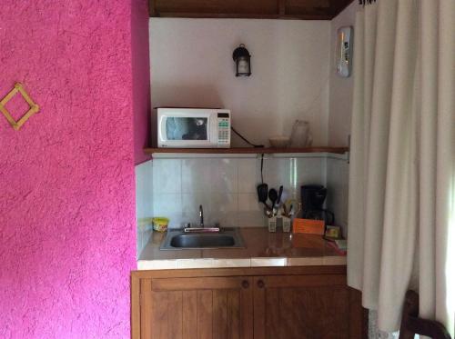 Eldhús eða eldhúskrókur á Cabanas la Chicharra