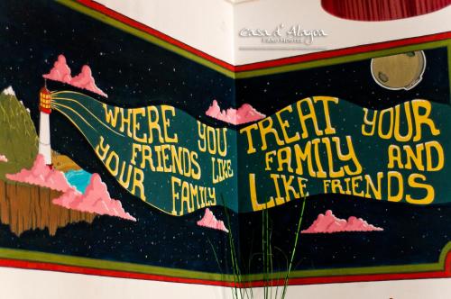 a book with the words where youre your friends and your family are like at Hostel Casa d'Alagoa in Faro