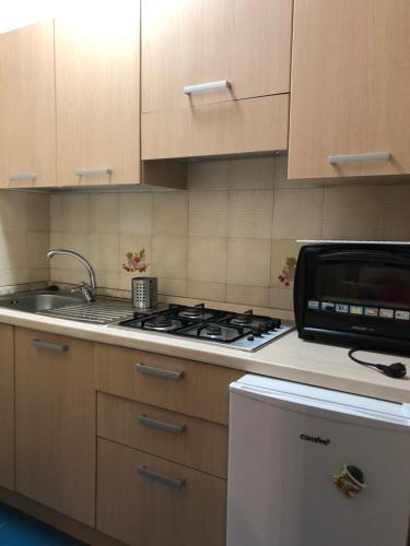 アグローポリにあるIl rifugio dell’arteのコンロと電子レンジ付きのキッチン