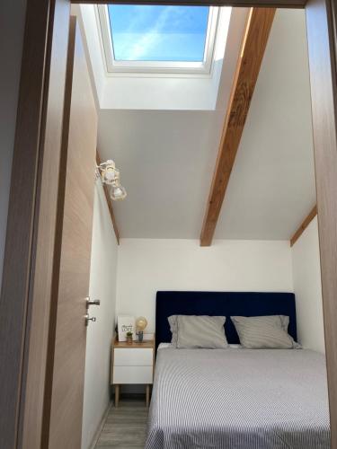 a bedroom with a bed and a window at Apartmani Mia in Kali