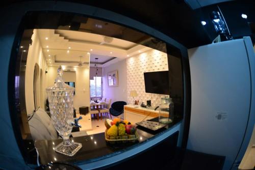 Kuchyň nebo kuchyňský kout v ubytování Apartamento Quarto e sala luxo COPACABANA O MUST'