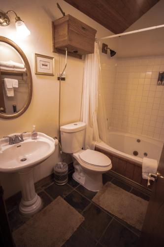 a bathroom with a sink and a toilet and a tub at Tucker Peak Lodge in Julian