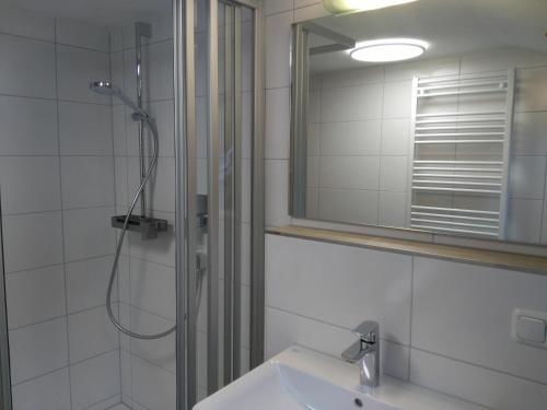 Kylpyhuone majoituspaikassa Berghof Mehlan