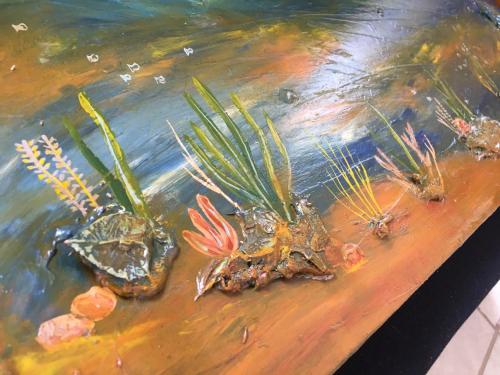 a painting of some plants in the water at Villa Paraíso in La Ventana