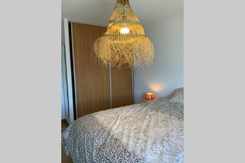 Ένα ή περισσότερα κρεβάτια σε δωμάτιο στο Appartement Face à la Mer -Port d'Audierne