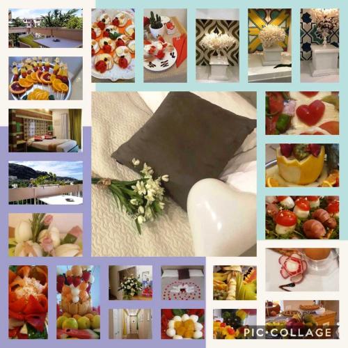a collage of pictures of food and fruit at Melody Sorrento Suites in Sorrento