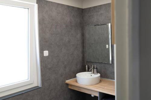 a bathroom with a sink and a mirror at O2 Horizon in Le Tréport