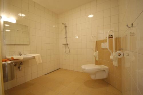 a bathroom with a toilet and a sink at Lentemaheerd in Uithuizermeeden