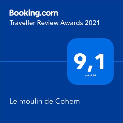 a blue box with the text ke mountain de coherent at Le moulin de Cohem in Blaringhem