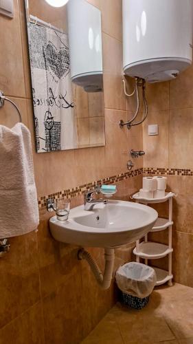 a bathroom with a sink and a mirror at Apartments Maša in Budva