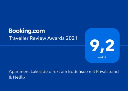a screenshot of the travel review awards at Auszeit Apartment LAKESIDE mit Privatstrand in Friedrichshafen
