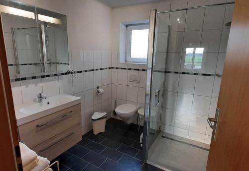 Koupelna v ubytování Ferienhaus Geltinger Birk