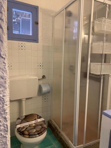 a bathroom with a toilet and a shower at Bouganville- Le casette di Marilena b&b in Pantelleria