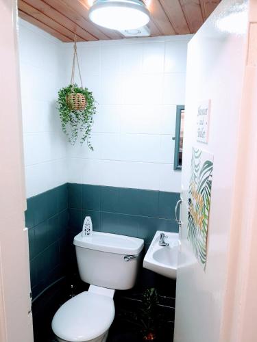a bathroom with a toilet and a sink at aabAlree Guest House in Dundee