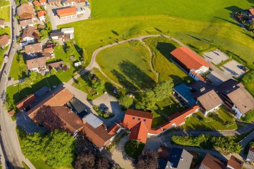 an overhead view of a residential suburb with houses at Landhotel Gockelwirt in Eisenberg