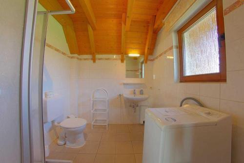 een kleine badkamer met een toilet en een wastafel bij Strandvogt 2 MS6 in Dorum Neufeld