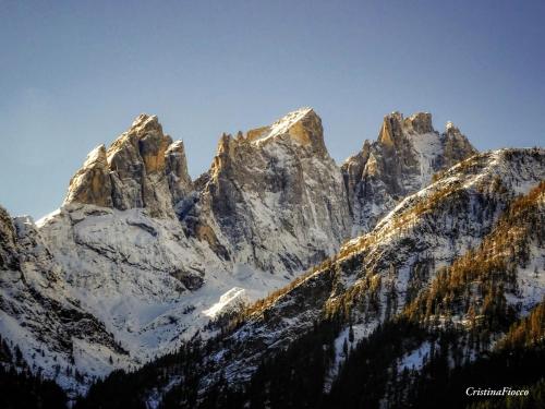 a mountain range with snow on it at Casa Minela in Falcade