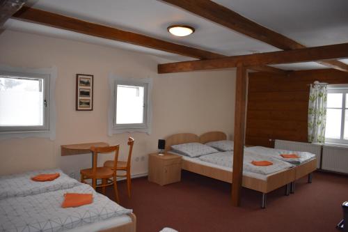 Postel nebo postele na pokoji v ubytování Chata Stará Brusírna