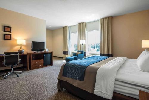 a hotel room with a bed and a television at Comfort Inn Apalachin - Binghamton W Route 17 in Apalachin