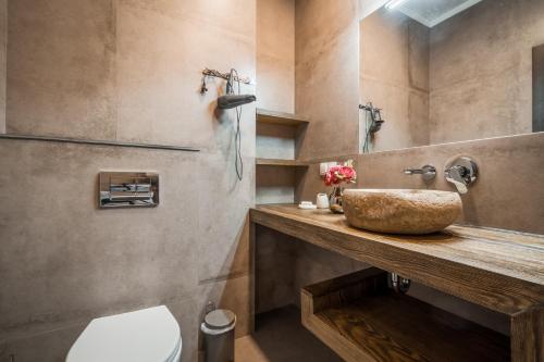 a bathroom with a sink and a toilet at Villa Aquamarin Buhaz in Zatoka