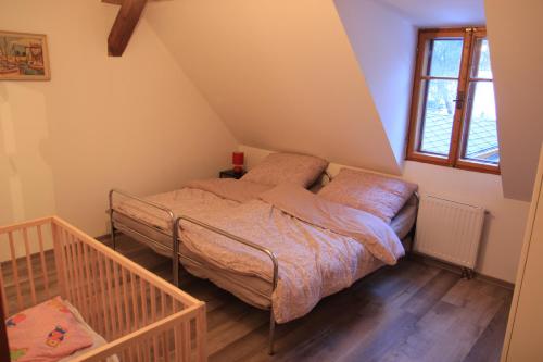 Postel nebo postele na pokoji v ubytování Ubytování Samotín