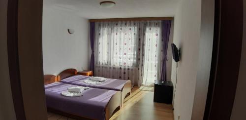 ein Hotelzimmer mit 2 Betten und einem Fenster in der Unterkunft Guest House Raffe in Dobrinischte