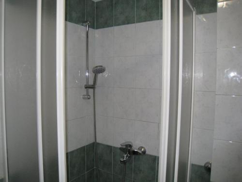 baño con ducha y puerta de cristal en Apartment Ella Mare, en Zadar