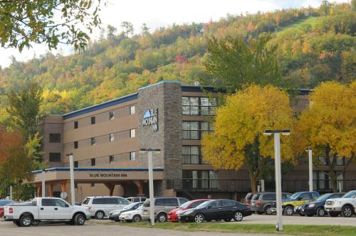 a building with cars parked in a parking lot at Blue Mountain Resort Inn in Blue Mountains