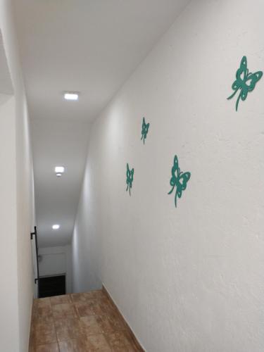 a room with four butterflies on the wall at Departamentos Pachamama in Tunuyán