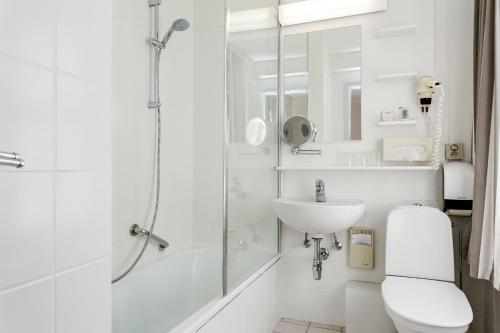 Koupelna v ubytování Hotel Bryghia