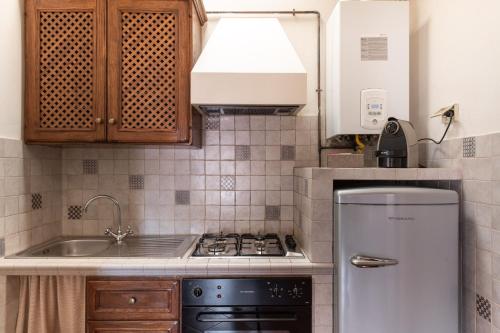a small kitchen with a stove and a sink at Borgo San Lorenzo a Linari in San Rocco a Pilli