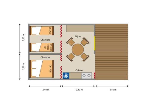 a floor plan of a house at Camping le Nid du Parc in Villars-les-Dombes