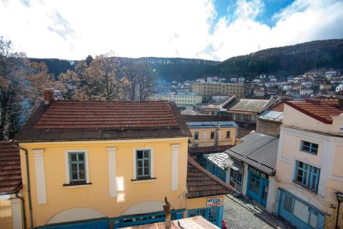 an overhead view of a city with buildings at Boutique Hotel St Nikolas by Skar in Kruševo
